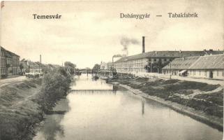 Temesvár, Timisoara; Józsefváros, Bega-részlet, dohánygyár / river, tobacco factory