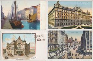 8 db RÉGI városképes lap; 4 db Bécs, 2 db Trieszt Prága, Lovrana / 8 pre-1945 town-view postcards;4 Vienna, 2 Trieste, Praha, Lovrana