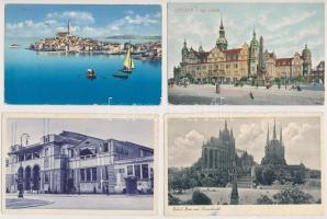 12 db RÉGI külföldi városképes lap, vegyes minőségben / 12 pre-1945 European town-view postcards, mixed quality