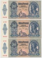 1941. 20P (3x) sorszámkövetők T:I,I- nyomdai papírránc Adamo P12