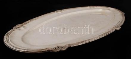 Ezüst (Ag.) halas tálca, peremén áttört díszítésekkel, jelzett, mesterjeggyel, 68×35 cm, nettó:2040 ...