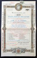 Budapest 1877. "Pesti Bank és Váltó Intézet" járadék-kötvény 200Ft-ról, bélyegzéssel és bélyegekkel, valamint szelvényekkel T:III