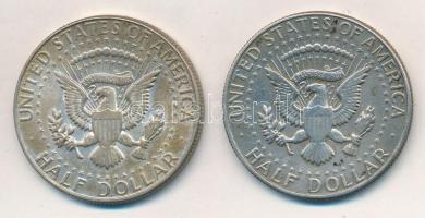 Amerikai Egyesült Államok 1967-1968D 1/2$ Ag "Kennedy" (2X) T:2 apró ph., patina 
USA 196...
