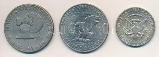 Amerikai Egyesült Államok 1969D 1/2$ Ag "Kennedy" + 1971. 1$ Cu-Ni "Eisenhower" ...