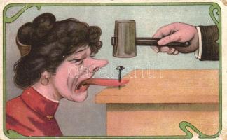 Wife humour, nailed tounge, Art Nouveau (b)