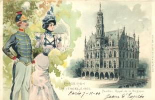 Paris, Exposition Universelle / World Expo 1900 Belgian Royal Pavilon, couple, litho (EB)