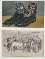 20 db RÉGI motívumos képeslap; üdvözlőlapok, humor, köztük dombornyomott / 20 pre-1945 motive cards; humorous, greeting cards, including Emb.