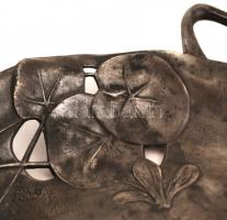 Argentor szecessziós ón füles tálca, jelzett, 28×23 cm / Art noveau tin plate, mark (Argentor)