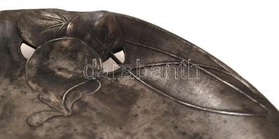 Argentor szecessziós ón füles tálca, jelzett, 28×23 cm / Art noveau tin plate, mark (Argentor)