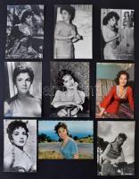 Gina Lollobrigida (1927-) Golden Globe-díjas olasz filmszínésznő, fotóművész , fotólapok, 9db, különböző minőségben, cca 15x10cm