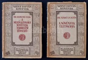 Szent István Könyvek: dr. Sigmond Elek: A mezőgazdasági növények termelési tényezői; dr Szabó Zoltán: A növények életmódja. 2db. Budapest, 1925-28,Szent István Társulat. Kissé viseltes kiadói karton kötésben