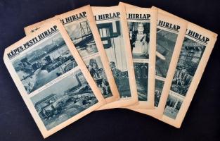 1934-38 Képes Pesti Hírlap vegyes, szórványszámai, sok érdekes hír képes illusztrációval, 40db, 29x2...