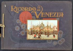 cca 1900 Ricordo di Venezia, nagyméretű,  album szakadt szecessziós borítóval, 22x32cm