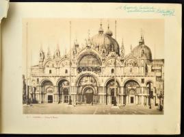 cca 1900 Ricordo di Venezia, nagyméretű,  album szakadt szecessziós borítóval, 22x32cm