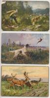 8 db RÉGI vadász motívumlap, vegyes minőségben / 8 pre-1945 hunter motive postcards, mixed quality