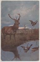 8 db RÉGI vadász motívumlap, vegyes minőségben / 8 pre-1945 hunter motive postcards, mixed quality