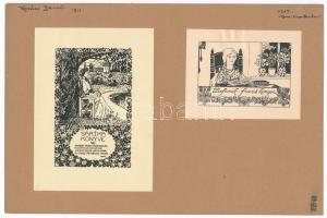 Monori Kovács Jenő (?-?): Vegyes ex libris tétel, klisék és metszetek vegyesen, egy rész dúcon jelze...