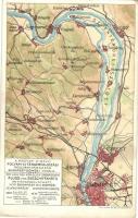 A Magyar Királyi Folyam- és Tengerhajózási Rt. Budapest-Dömösi vonala, térkép, hátoldalon reklám Klösz / Hungarian river and sea shipping map, advertisement on the backside (EK)