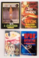 4 db UFO-s könyv: És akkor jöttek az UFO-k III., Földes Attila: UFOK építették a piramisokat?, Sombor Judit: Égi vendég, UFÓK Magyarországon, Nemere István: UFO a láthatáron. Kiadói papírkötés, jó állapotban.