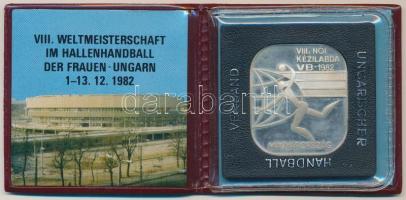 1982. &quot;VIII. Női Kézilabda VB - Magyarország&quot; Ag emlékérem eredeti tokban tanúsítvánnyal (25g/0.800/35x40mm) T:PP ujjlenyomat