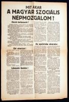 cca 1940 Mit akar a Magyar Szociális Népmozgalom? Nemzet Szocialista plakát, 470x320mm