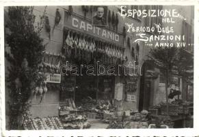 1935 Esposizione nel Periodo delle Sanzioni Anno XIV. Foto Zingarelli, Bergamo / Mussolinist propaganda on the economical sanctions (non PC backside)