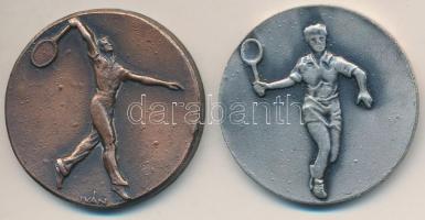 Iván István (1905-1968) DN Férfi teniszjátékos Br sportérem (40mm) + DN Női teniszjátékos ezüstözött fém sportérem (40mm) T:2,3 ph., ragasztónyom