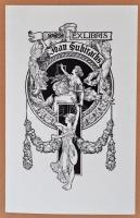 Vegyes ex libris tétel,  klisék, egy rész dúcon jelzett, kartonra ragasztva, 5db, különböző méretben...