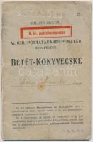 Budapest 1911. Magyar Királyi Posta takarékpénztár betétkönyve Szép Sándor számára kiállítva, bejegyzésekkel, bélyegzésekkel