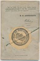 Budapest 1911. "Magyar Királyi Posta takarékpénztár" betétkönyve Szép Sándor számára kiáll...