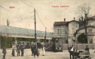 Budapest IV. Újpest, Villamos végállomás, kiadja Selley Károly (r)