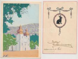 15 db főleg RÉGI motívumlap, vegyes minőség; művész, reklám, folklór, színész / 15 mostly old motive...