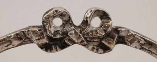 Kis kínáló fogóval, eredeti üvegbetétekkel, hibátlan, jelzés nélkül, rezezett fém, m:11 cm, d:9 cm