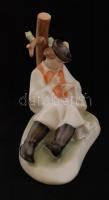 Zsolnay furulyázó juhász, kézzel festett, jelzett, hibátlan, m: 19 cm, h:21 cm