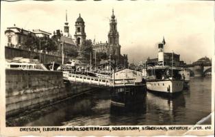 Dresden, Elbufer, Brühlscheterrasse, Schlossturm, Standehaus, Hofkirche (EB)