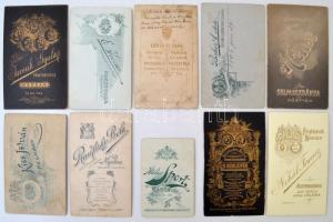 cca 1890-1910 10 db keményhátú portréfotó felvidéki műtermekből (Kassa, Selmecbánya, Késmárk, Pozson...