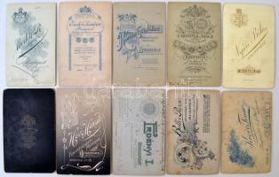 cca 1890-1910 10 db keményhátú portréfotó budapesti műtermekből, különböző méretben