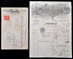 1906-1929 6 db különféle számla, okmánybélyegekkel, nagyrészt díszes fejléccel