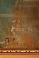 MCP jelzéssel: Tájkép. Olaj, falemez, foltos, keretben, 29×55 cm