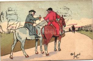 Hunters, art postcard, M. Munk Vienne No. 602 s: Cecil Aldin