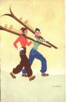 Skiing ladies, S.T.Z.F. No. 607. s: E. Martin  (EB)