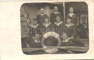 1916 SMS Prinz Eugen az K. u. k. haditengerészet Tegetthoff-osztályú csatahajója, haditengerészek a fedélzeten, csoportkép / SMS Prinz Eugen, mariners on board, group photo