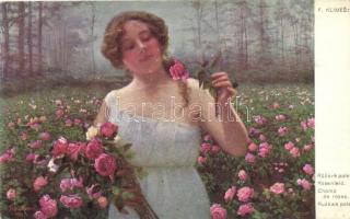 4 db RÉGI Klimes művészlap / 4 old Klimes art postcards