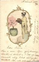 4 db RÉGI művészlap, két lithoval / 4 old art postcards with two lithos