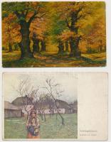 51 db RÉGI művészlap; hölgyek, vallás, tájkép / 51 pre-1945 art postcards; ladies, religion, art lan...