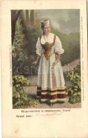 Erdélyi szász folklór / Bürgermadchen in altsachsischer Tracht, Siebenbürgische Volkstypen Karte Nr. 1.  / Transylvanian Saxon folklore