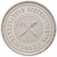 1865. "Bohóc estély a lövöldében - Pest" ón zseton. Szign.: C. Braun (9,62g/32,5mm) T:2 ki...