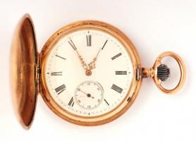 Arany (Au) 18 K másodpermutatós zsebóra, Glashutte szerkezettel, jelzett, sorszámozott (70003), szám...