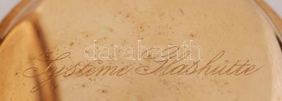 Arany (Au) 18 K másodpermutatós zsebóra, Glashutte szerkezettel, jelzett, sorszámozott (70003), szám...