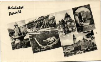 Pécs - 5 db képeslap közte 2 db modern